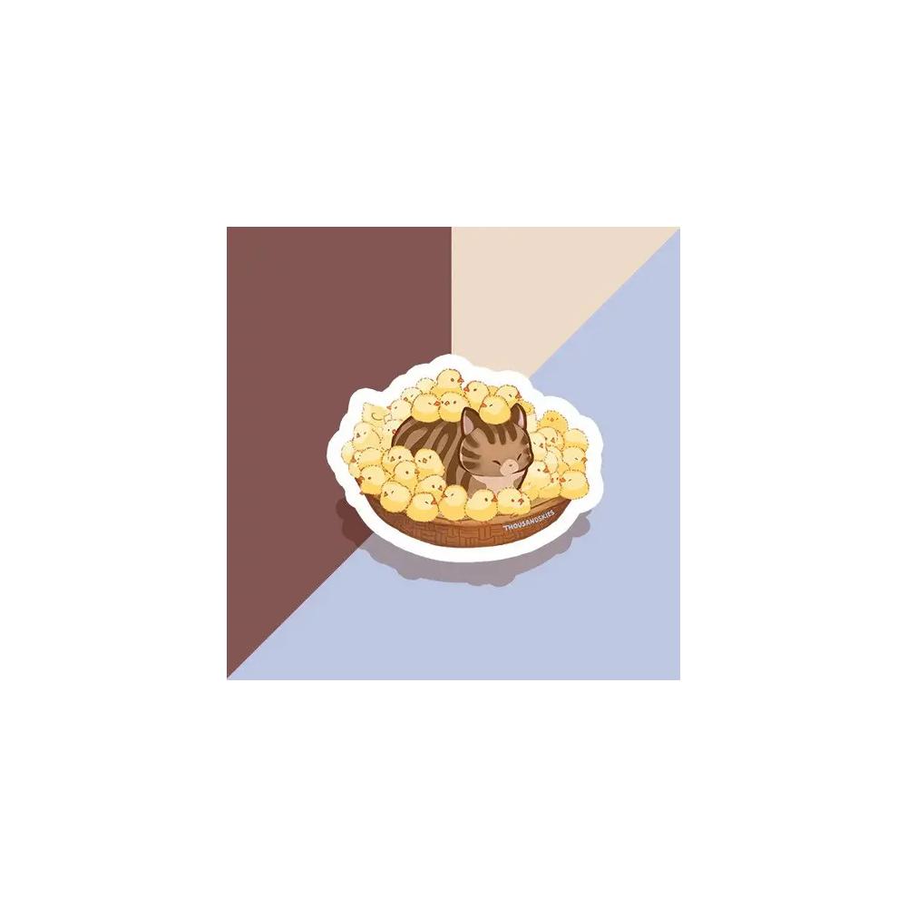 Stickers, Art & School, Thousand Skies, Vinyl, Transparent, Guardian of the Chicks-Tabby Cat, 760459